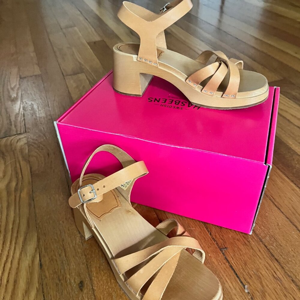 Swedish Hasbeens Tan Leather Sandals - Picture 2 of 4